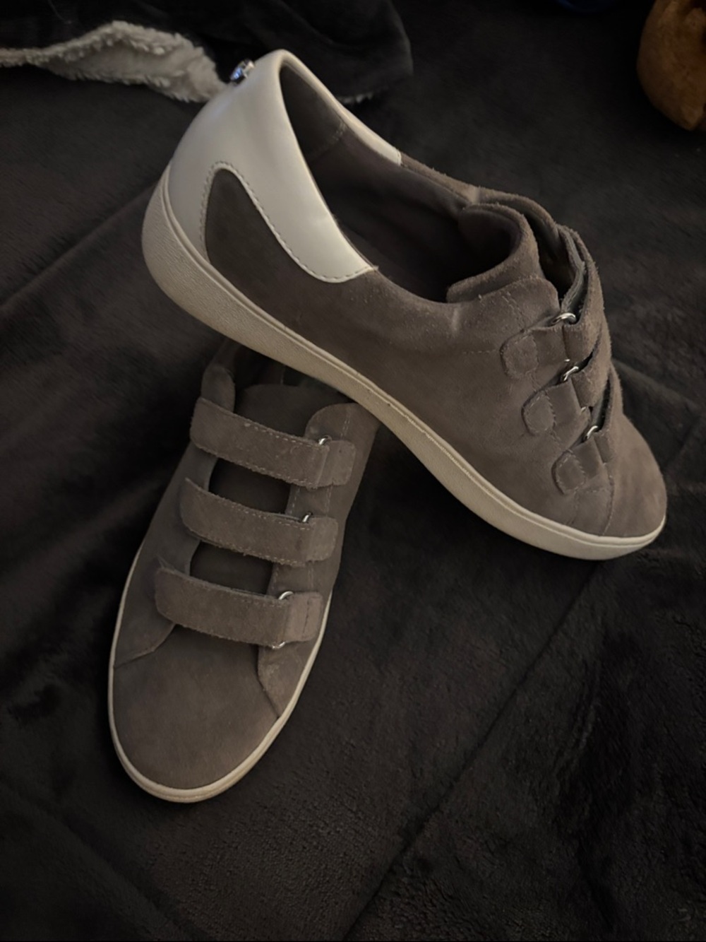 Michael Kors Gray Suede Velcro Sneaker with White Heel Accent Sz 8